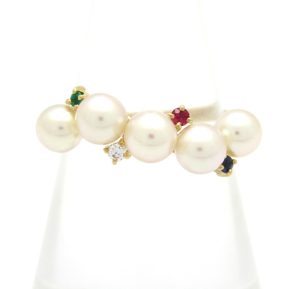 Tasaki Ring 18K Yellow Gold Pearl Diamond Color stone Color Stone